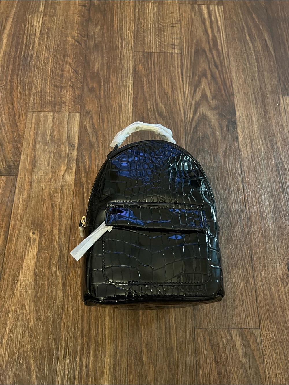 Forever 21 Black Croc-Embossed Mini Backpack
